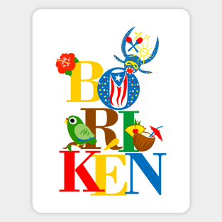 Puerto Rico Boriken Flag Flower Parrot Pina Colada Vejigante Magnet